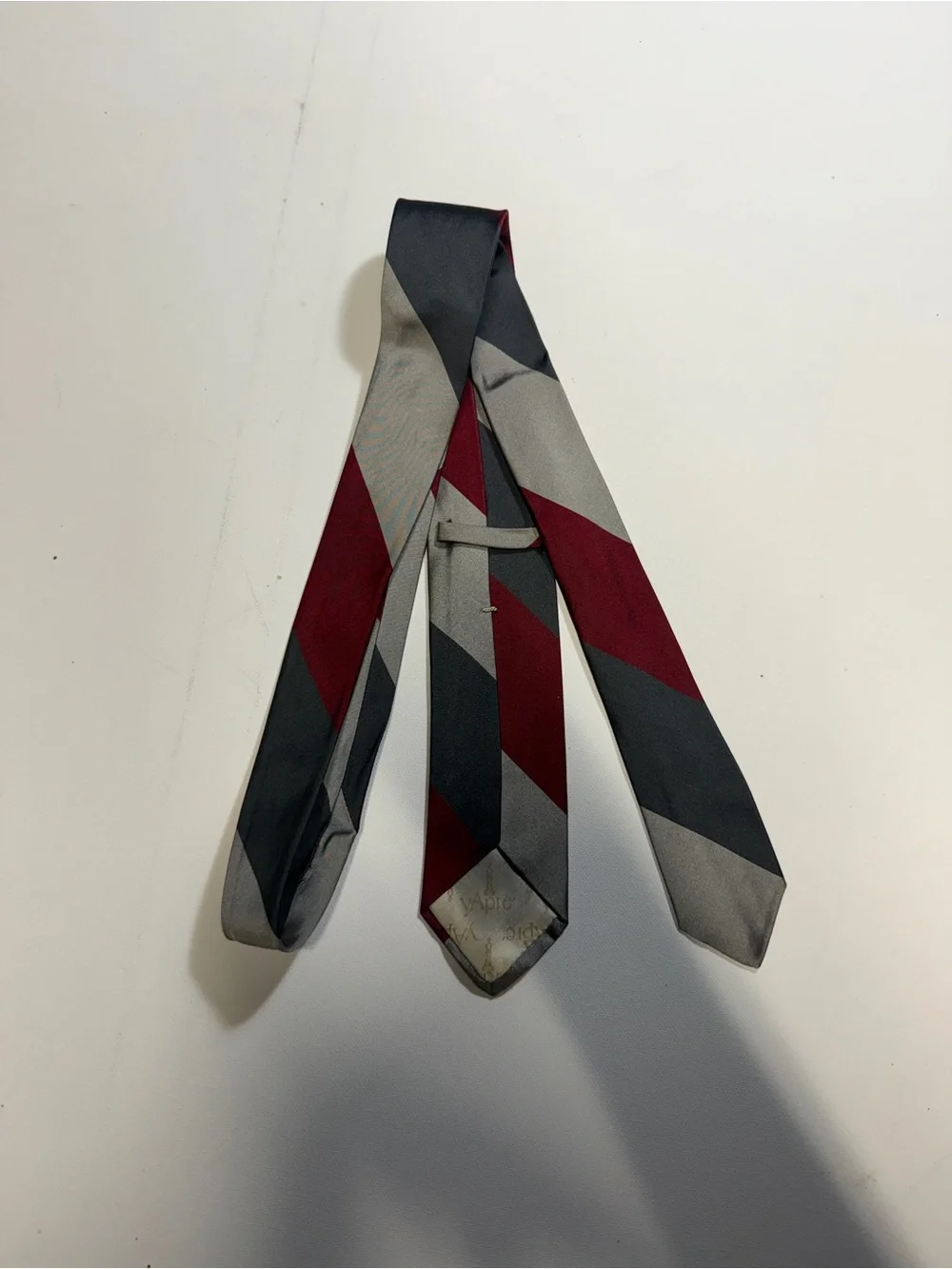 Elegant Striped Men's Tie in Maroon and Gray